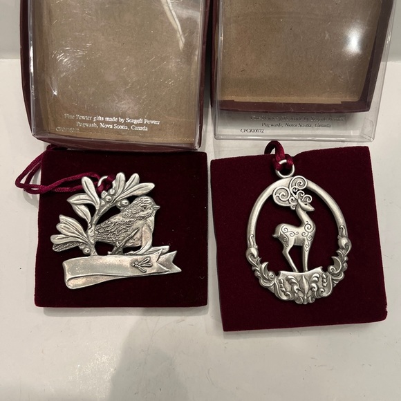 SEAGULL Pewter Canada Christmas Tree Ornaments Bird Deer 2004 2008 Lot Of 2 Box - Picture 5 of 12